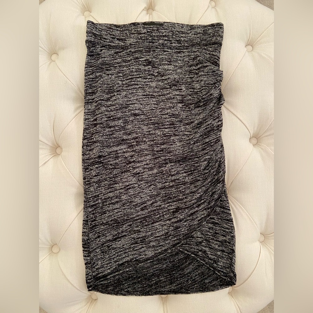 Aritzia Black & Grey Faux Wrap Midi Skirt sz XXS